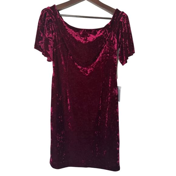 Eliza J Dresses & Skirts - Eliza J Wine Burgundy Velvet Off the Shoulder Dress Size 12 NWT